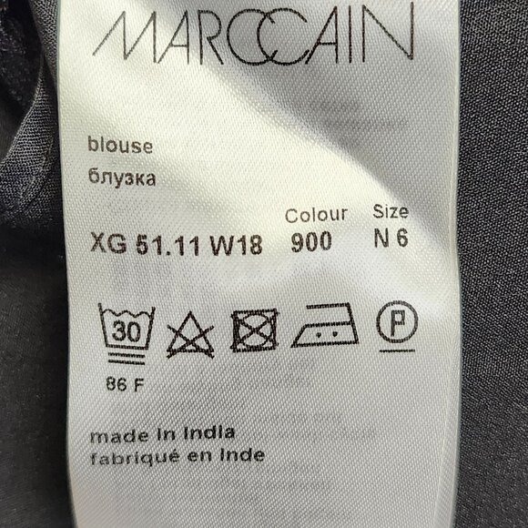 Marc Cain Women's Black Lace Blouse W/Drawstring/Tassels/Elastic Cuffs Size 12 - Picture 8 of 12